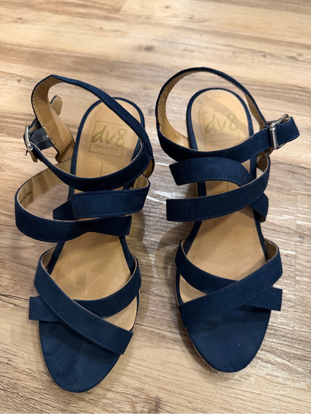 DV by Dolce Vita Navy Multi-Strap Heeled Sandals